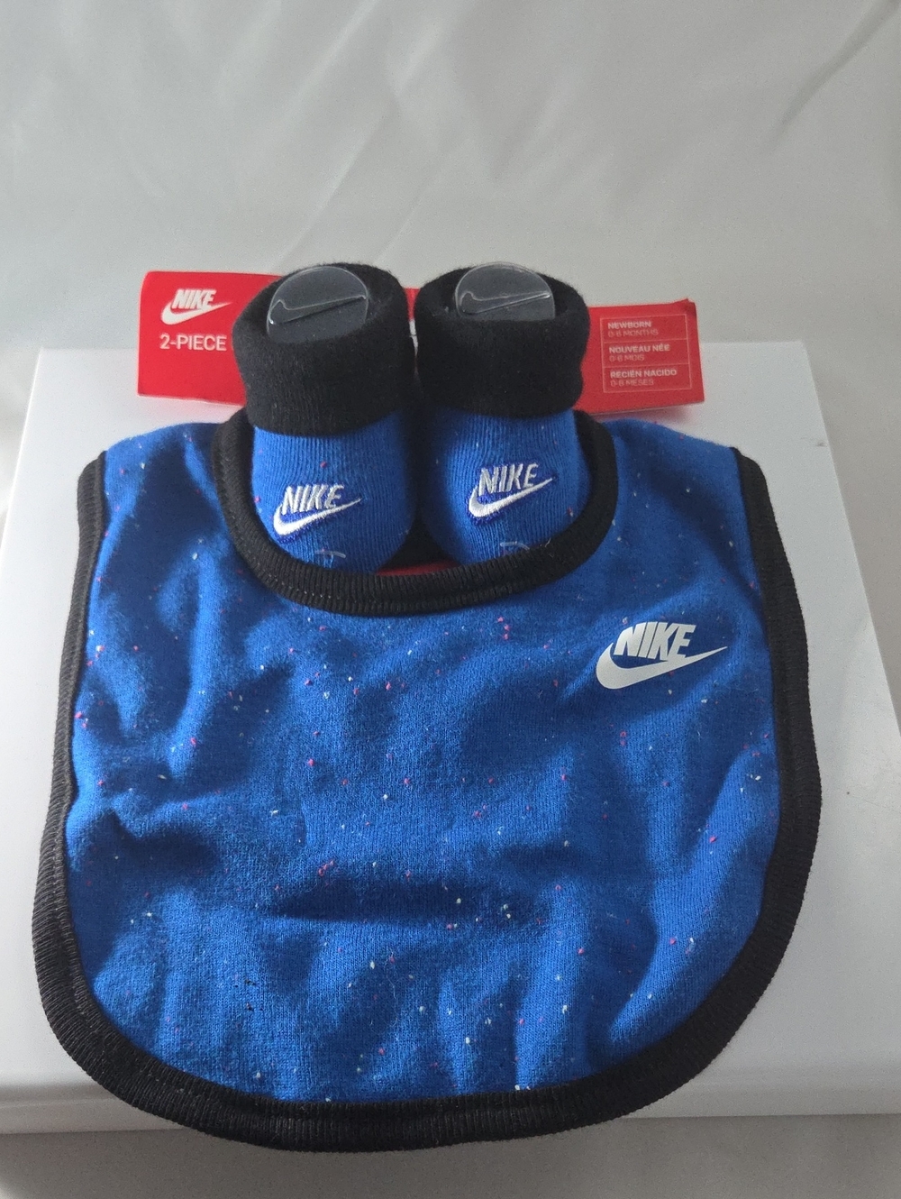 Nike Kids Bib and Booties Set - Blue with Black Trim